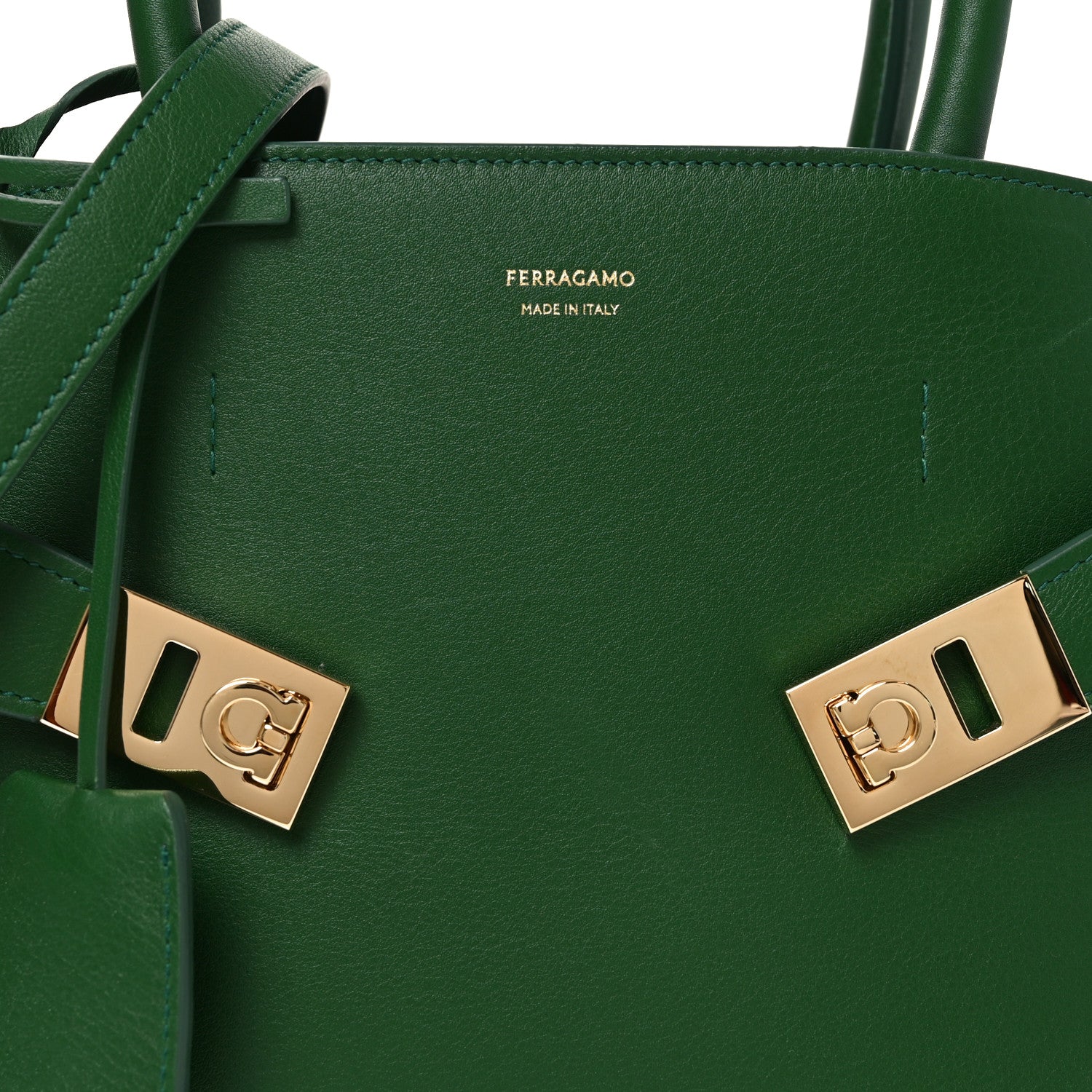 Salvatore Ferragamo Calfskin Medium Hug Soft Shoulder Bag Forest Green 7 of 9