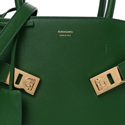 Salvatore Ferragamo Calfskin Medium Hug Soft Shoulder Bag Forest Green 7 of 9