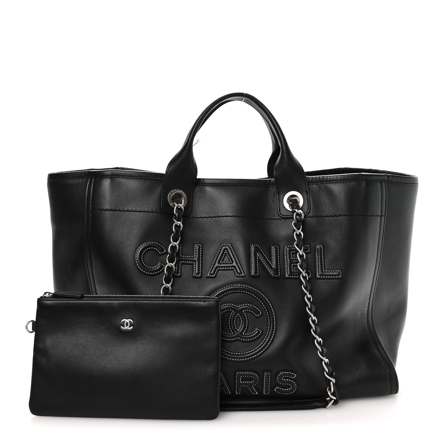 Calfskin Medium Deauville Tote Black