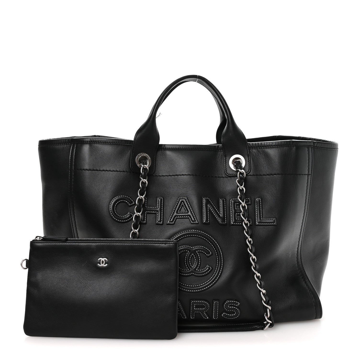 Chanel Calfskin Medium Deauville Tote Black 3 of 12