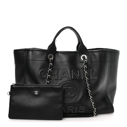 Chanel Calfskin Medium Deauville Tote Black 3 of 12