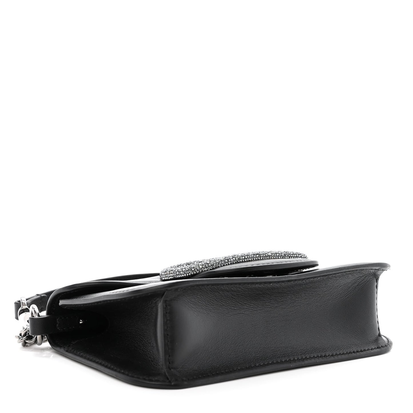 Calfskin Crystal Vlogo Small Loco Shoulder Bag Black