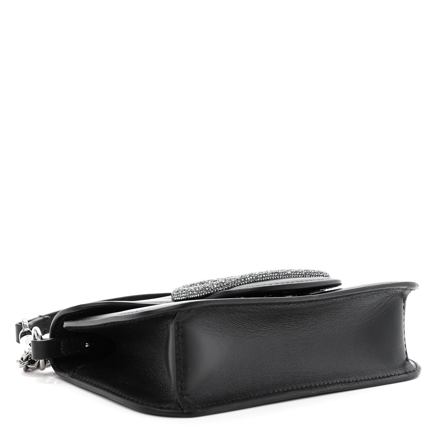 Valentino Garavani Calfskin Crystal Vlogo Small Loco Shoulder Bag Black 4 of 11