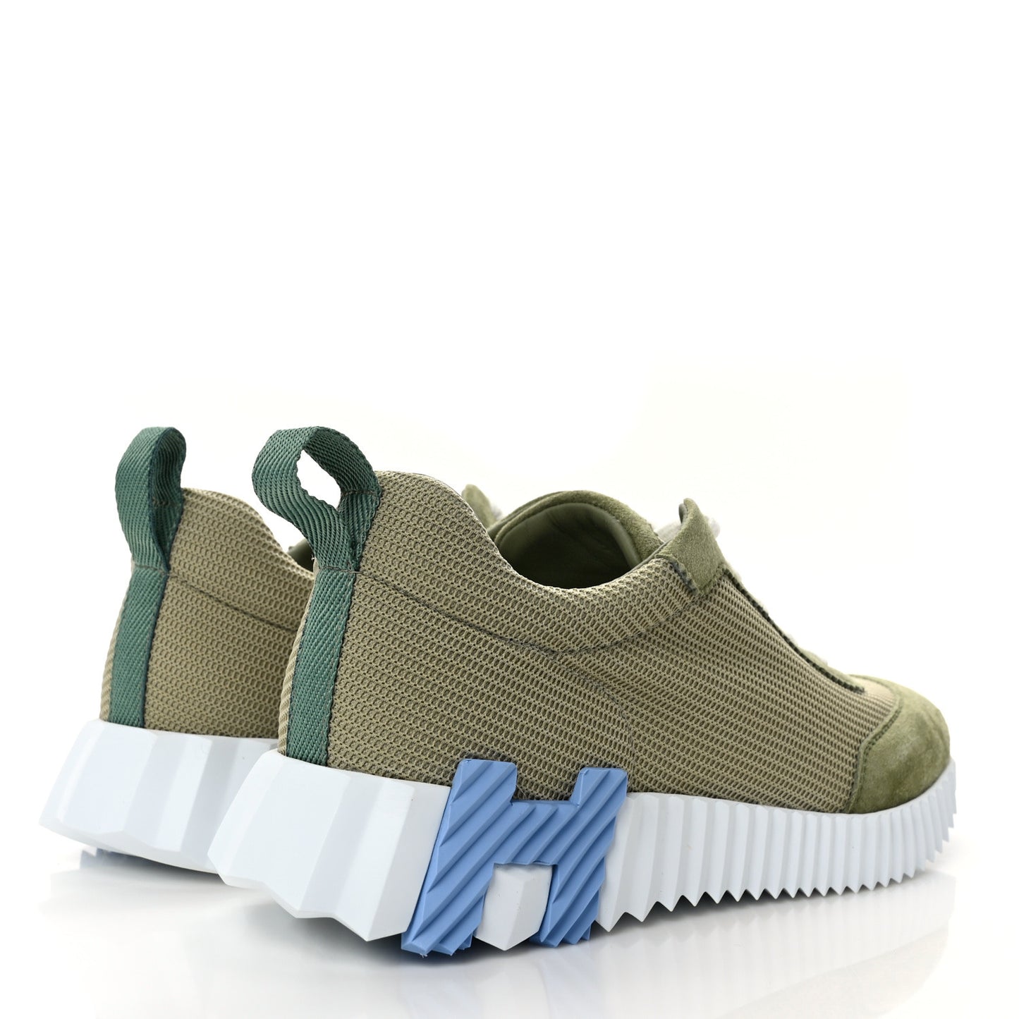 Air Mesh Suede Goatskin Bouncing Sneakers 37.5 Vert D'eau Celadon
