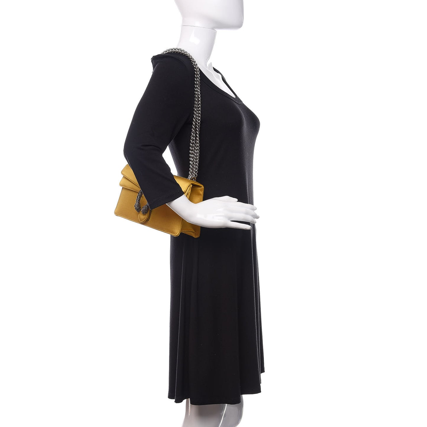 Satin Silk Crystal Small Dionysus Shoulder Bag Gold Black Diamond