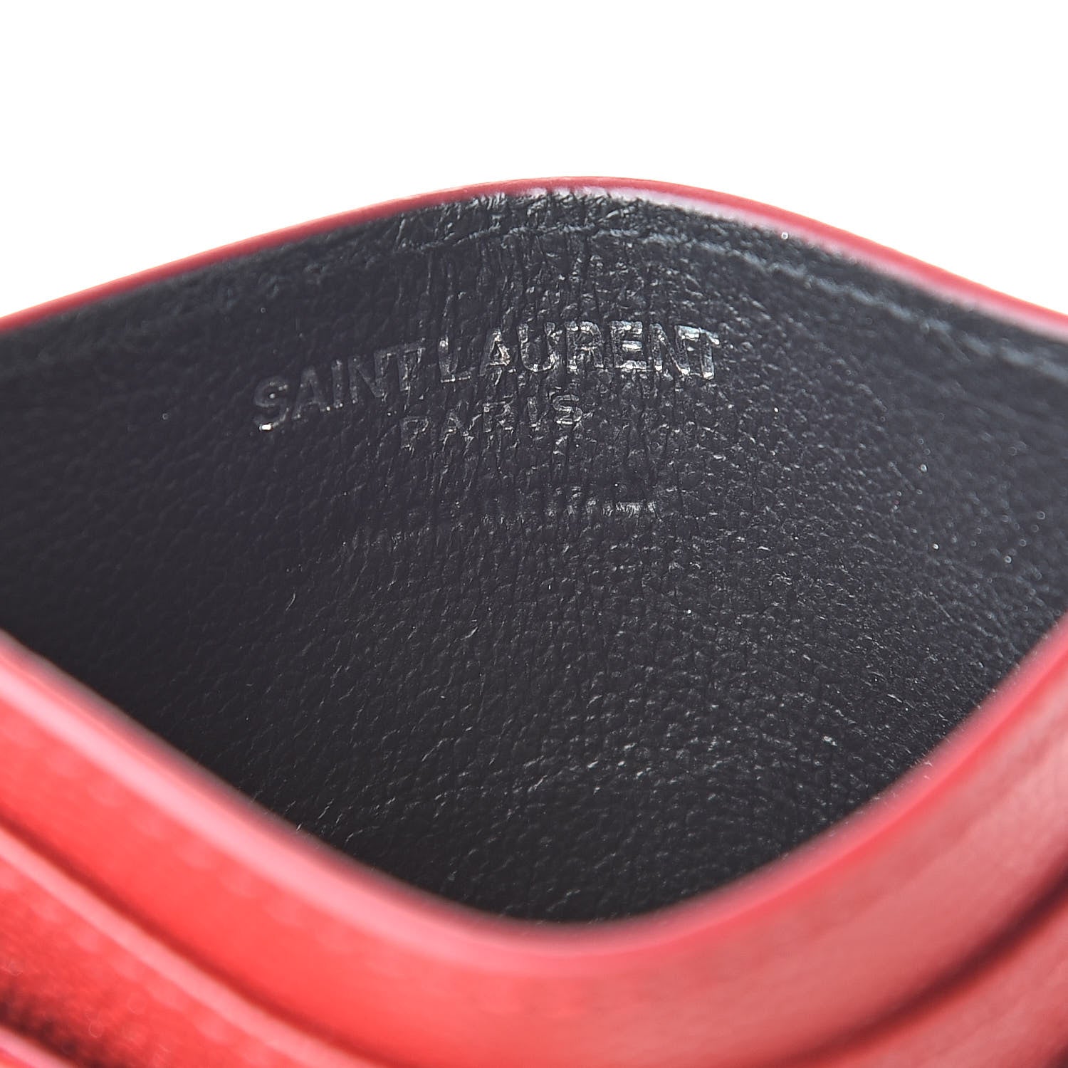 Saint Laurent Grain De Poudre Matelasse Chevron Credit Card Case New Red 6 of 8