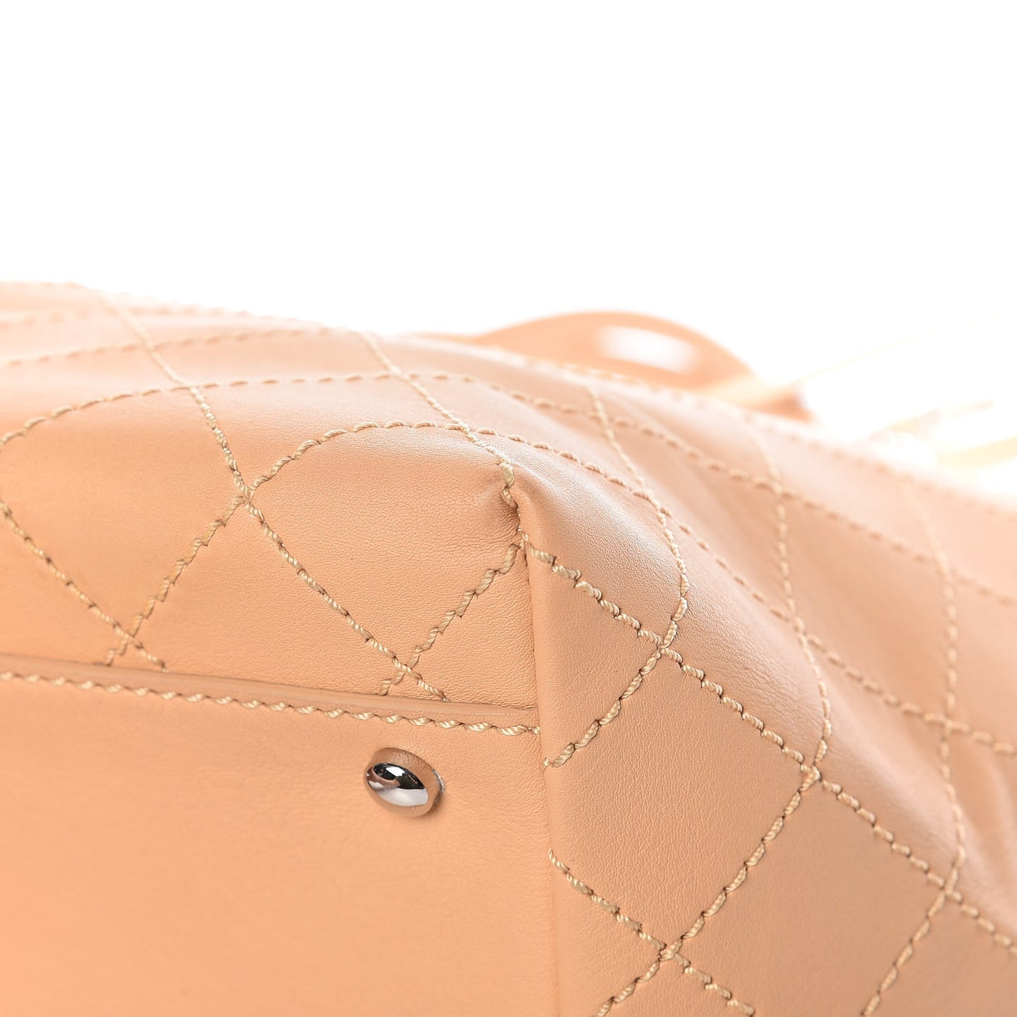 Calfskin Stitched Large Shopping Tote Beige