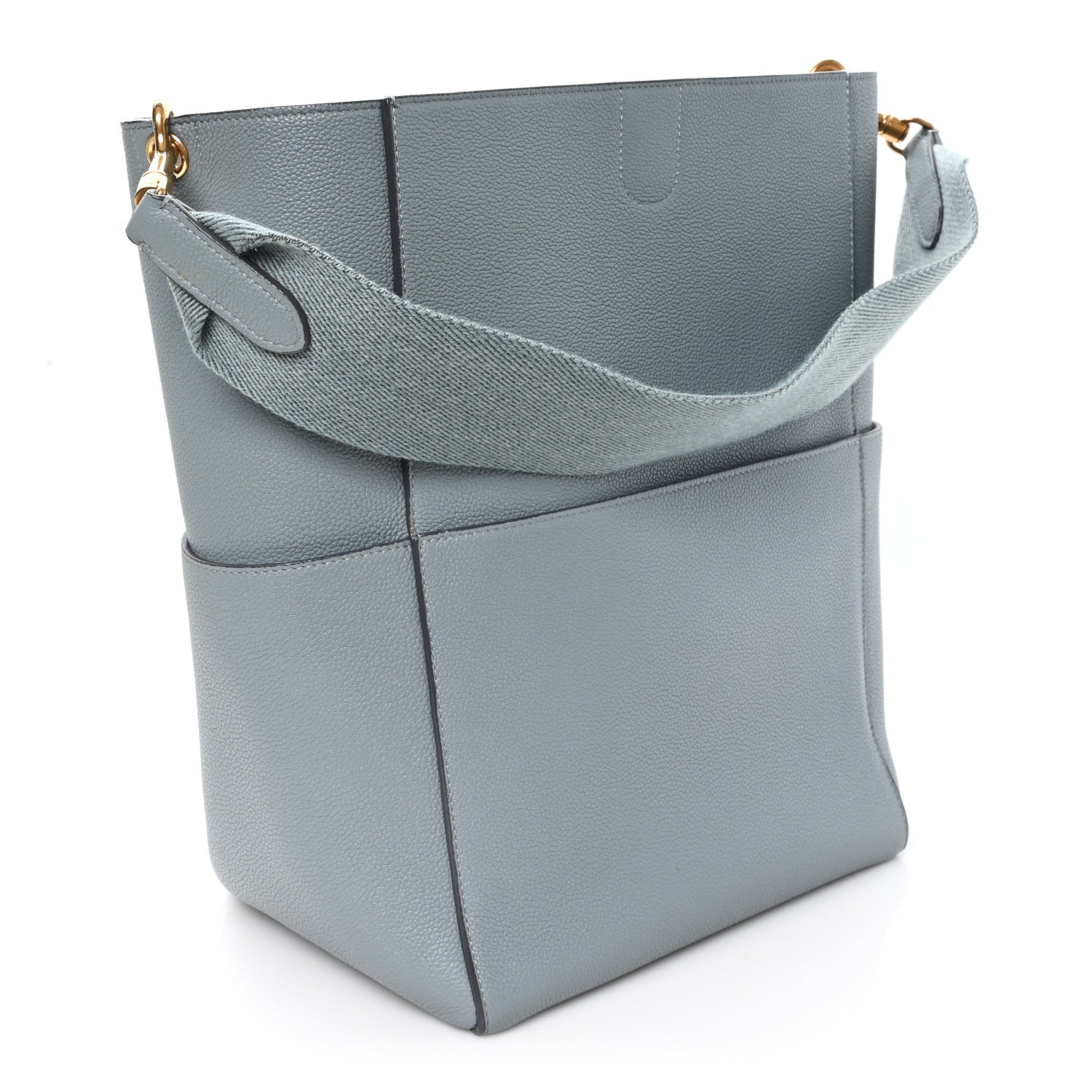 Celine Soft Grained Calfskin Sangle Bucket Bag Storm 3 of 10