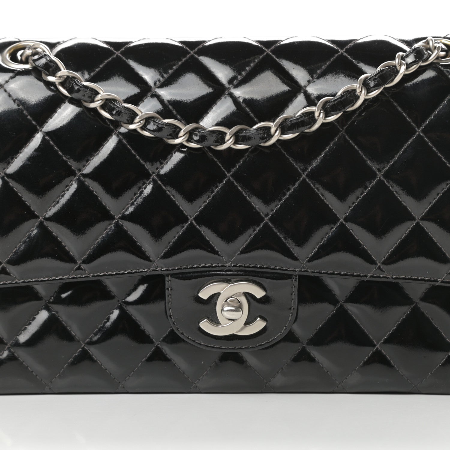 Chanel Patent Quilted Medium Double Flap Black 8 of 17