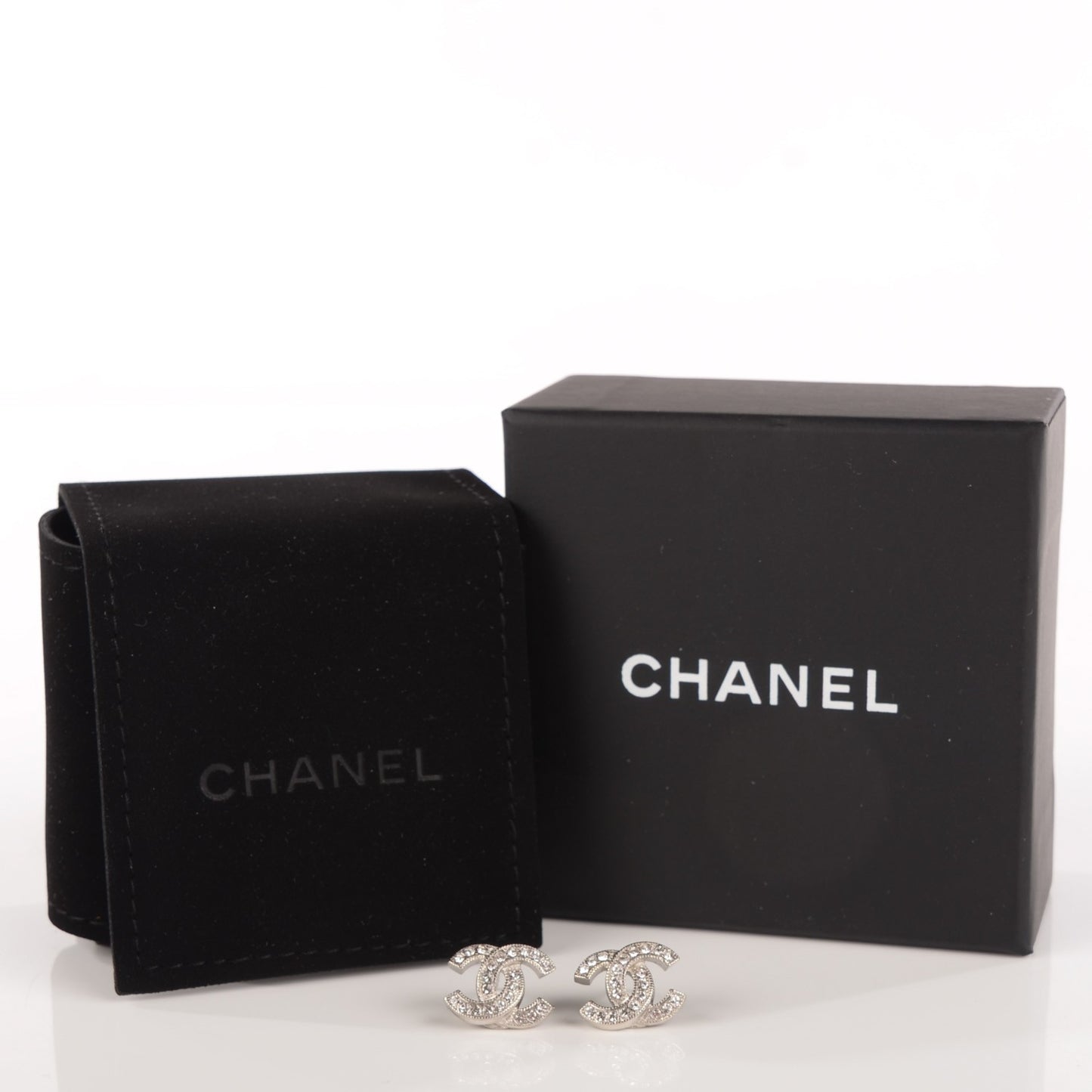 Crystal CC Earrings Silver
