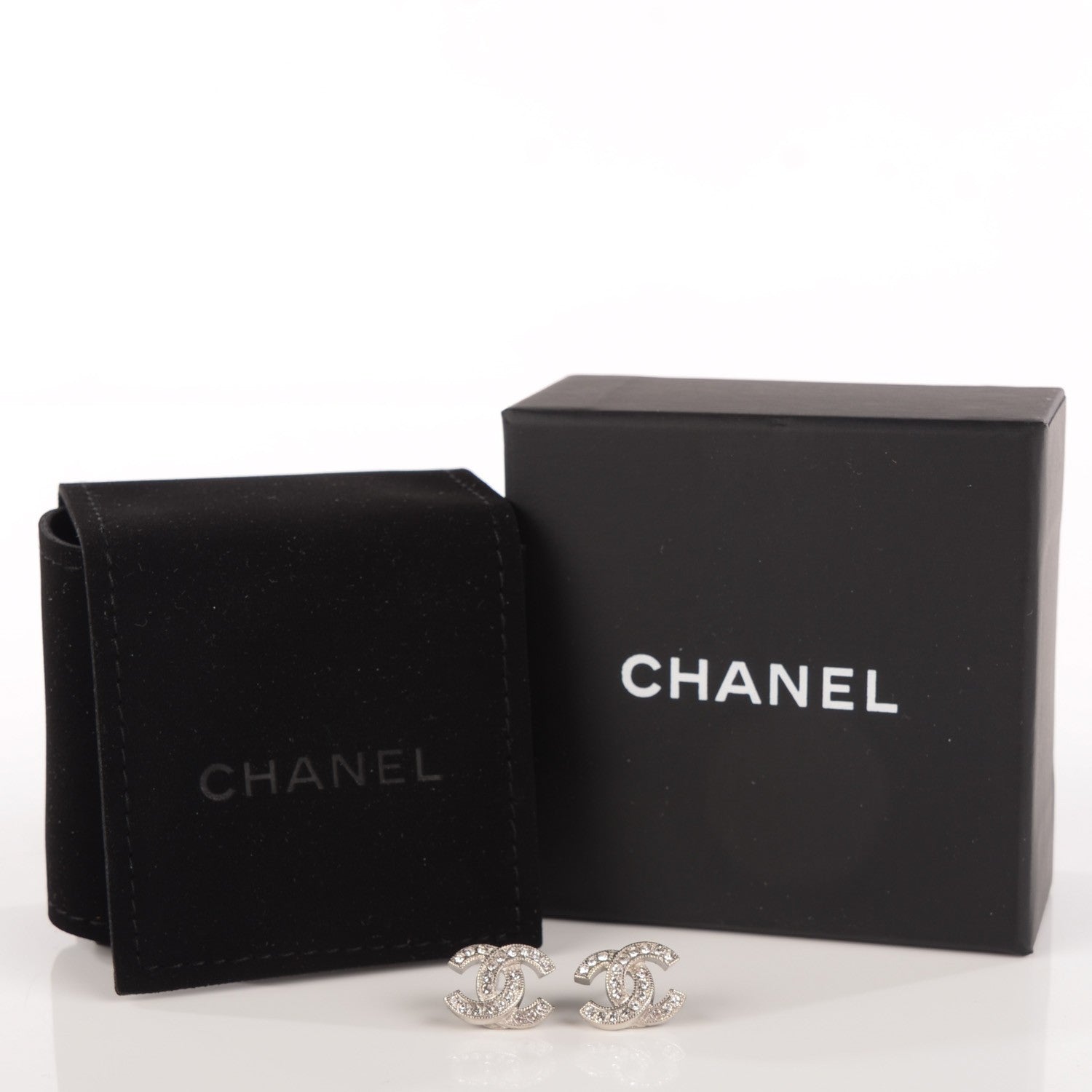Chanel Crystal CC Earrings Silver 6 of 6