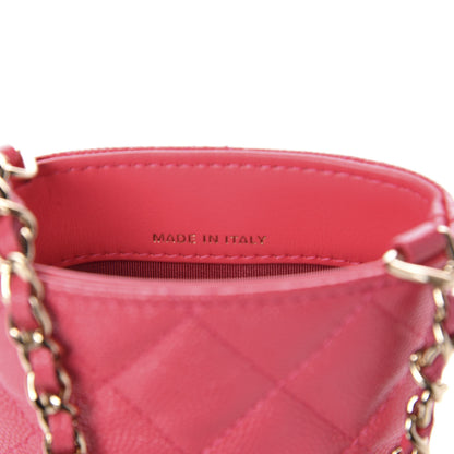 Chanel Caviar Quilted French New Wave Phone Holder With Chain Pink 7 of 11