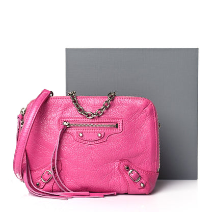 Balenciaga Agneau Arena Classic Silver Hardware Pouch With A Chain Crossbody Rose Flamingo 11 of 11