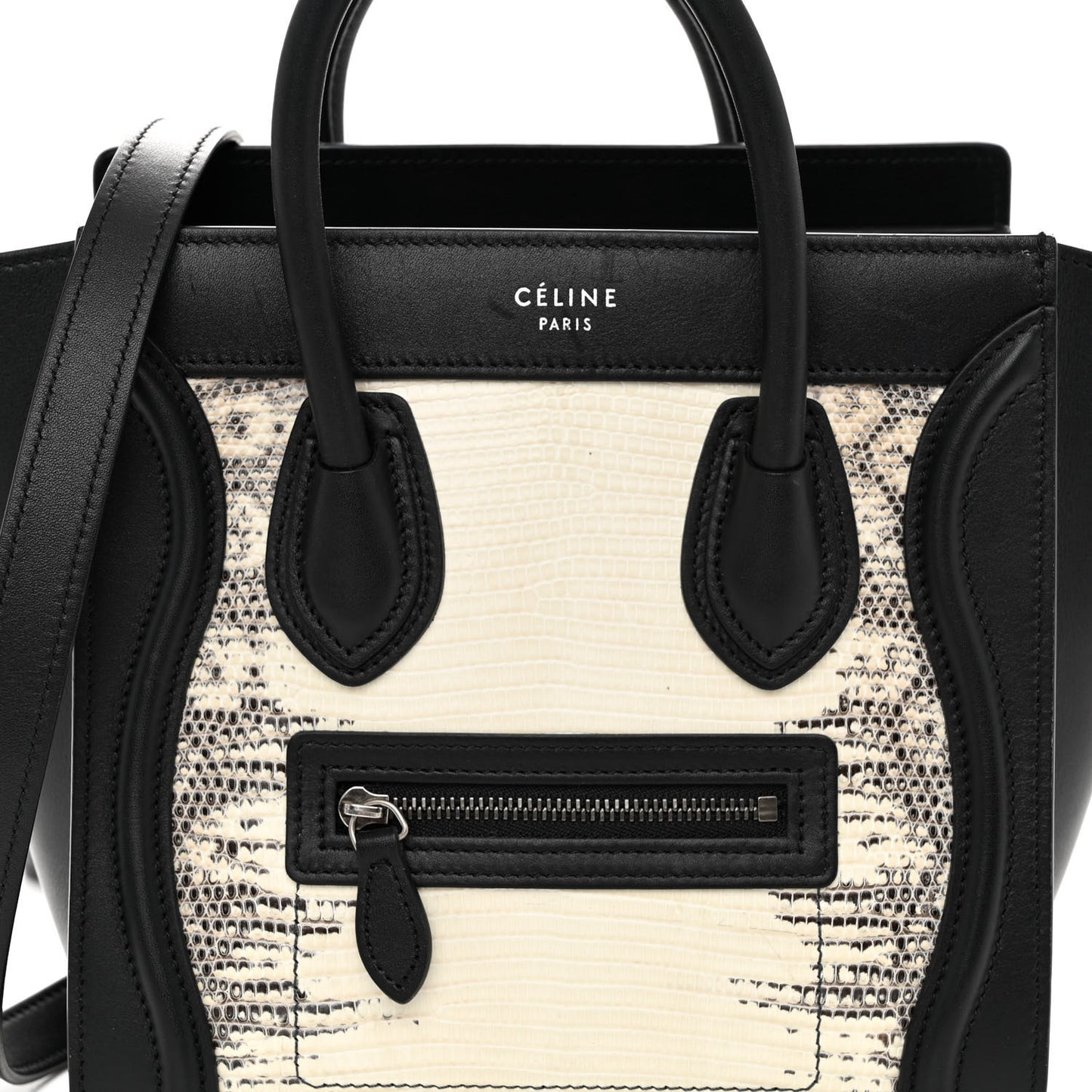 Lizard Smooth Calfskin Nano Luggage Natural Black