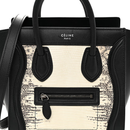 Celine Lizard Smooth Calfskin Nano Luggage Natural Black 7 of 9
