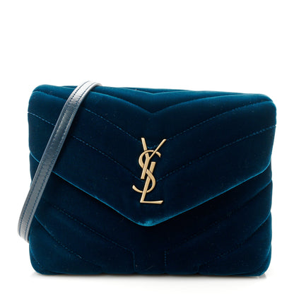 Saint Laurent Velvet Y Quilted Monogram Toy Loulou Chain Satchel Dark Ottanio 1 of 11