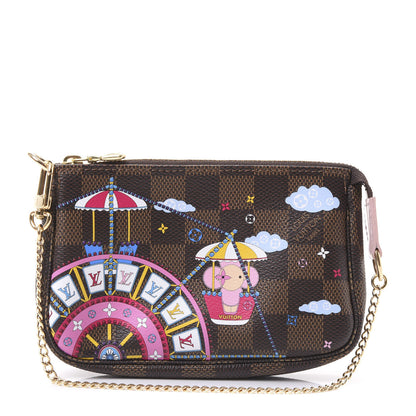 Louis Vuitton Damier Ebene 2020 Christmas Animation Big Wheel Mini Pochette Accessories Rose Ballerine 1 of 11