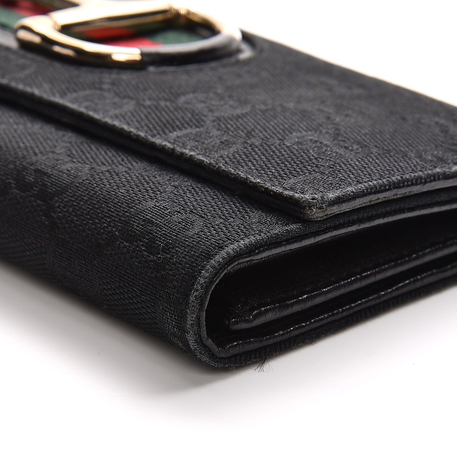 Gucci Monogram Web Hasler Continental Wallet Black 8 of 12