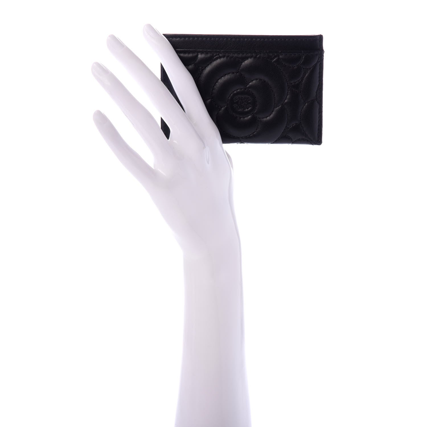 Chanel Lambskin Camellia Embossed Card Holder Black 2 of 9