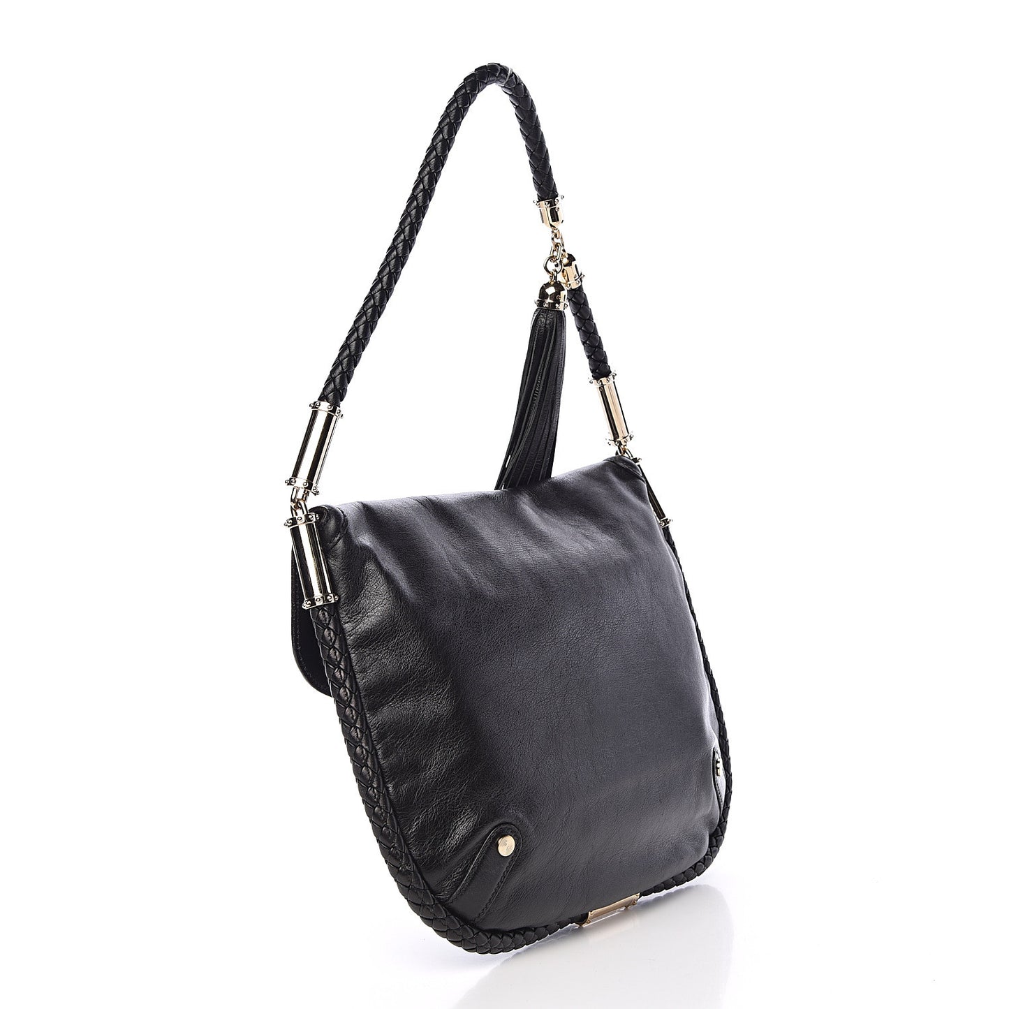 Calfskin Medium Britt Tassel Shoulder Bag Black