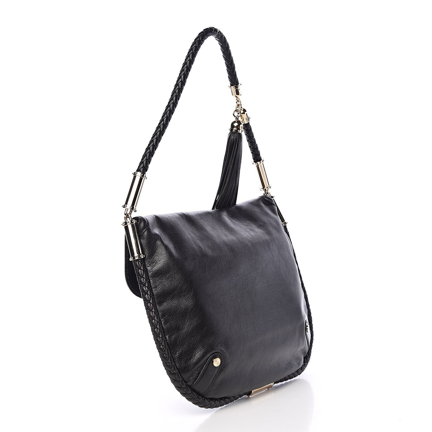 Gucci Calfskin Medium Britt Tassel Shoulder Bag Black 3 of 15