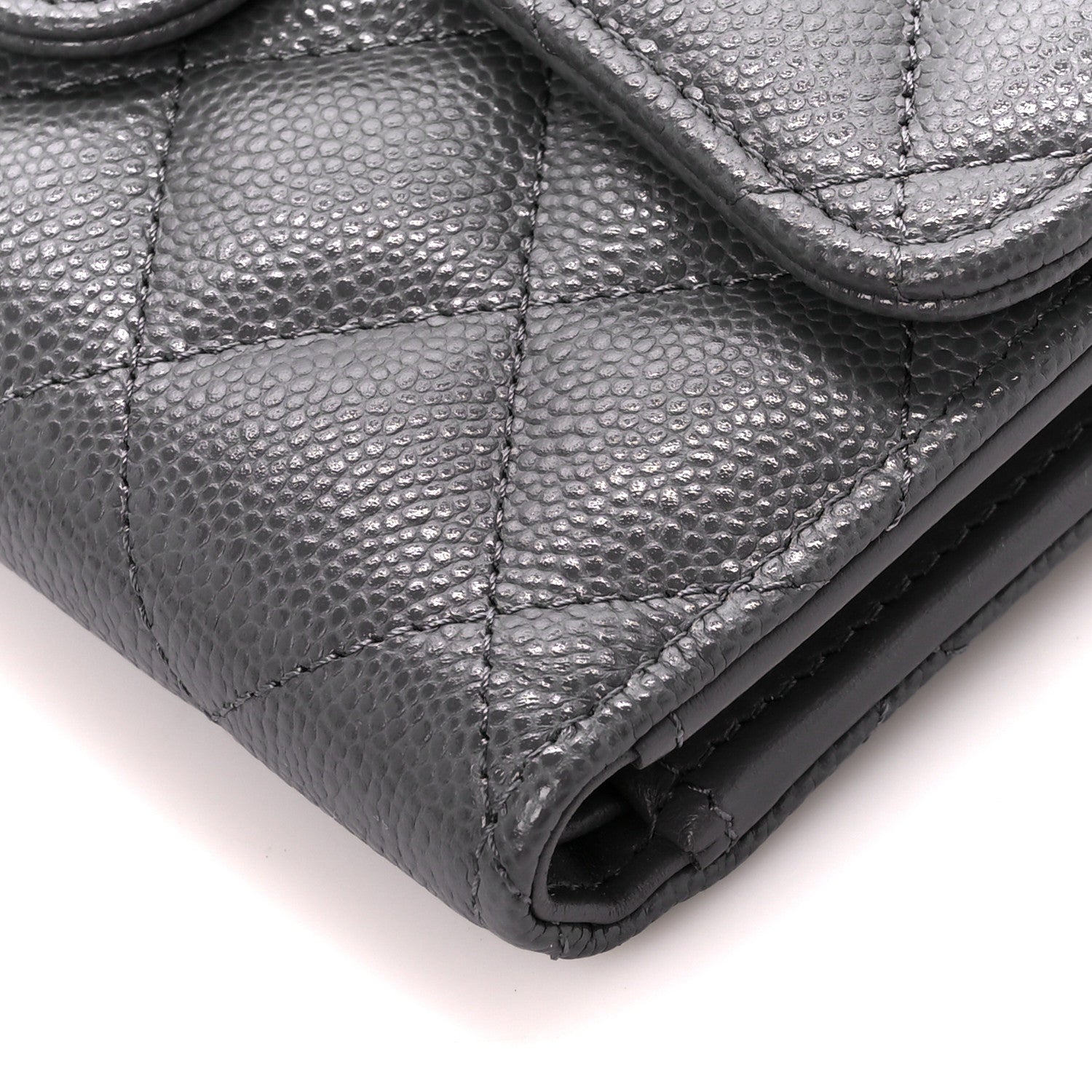 Chanel Caviar Quilted Medium Flap Wallet Grey 15 of 15