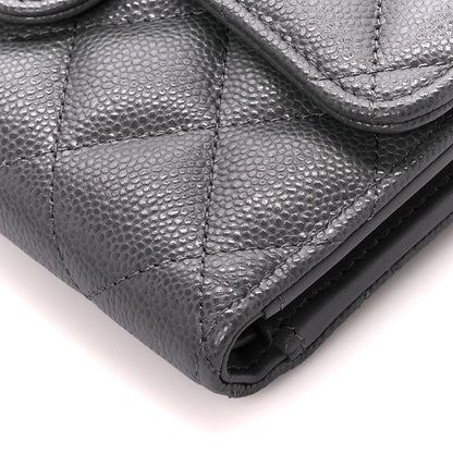 Chanel Caviar Quilted Medium Flap Wallet Grey 15 of 15