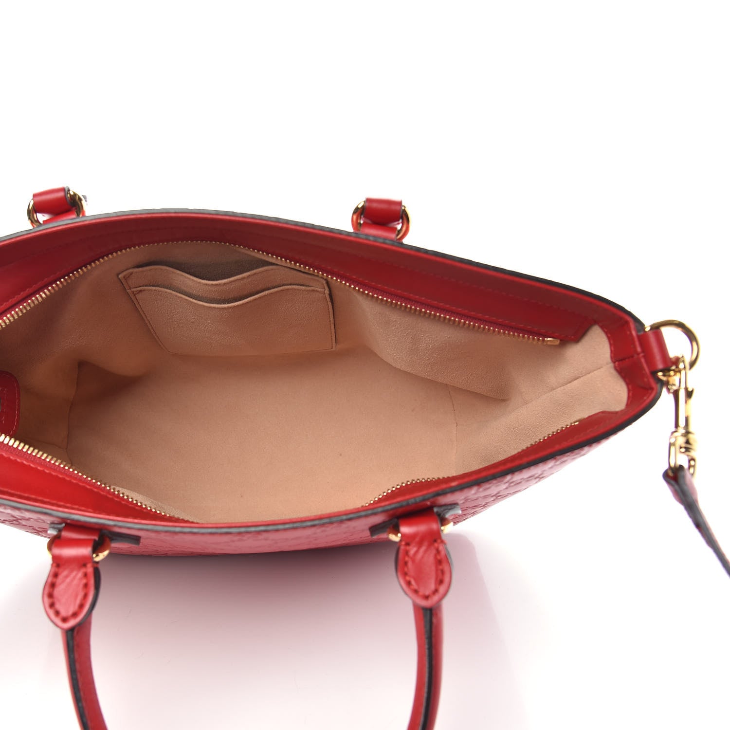 Gucci Guccissima Small Zippered Bucket Tote Hibiscus Red 6 of 12