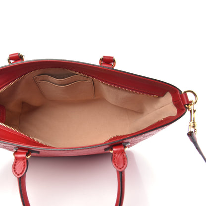 Gucci Guccissima Small Zippered Bucket Tote Hibiscus Red 6 of 12