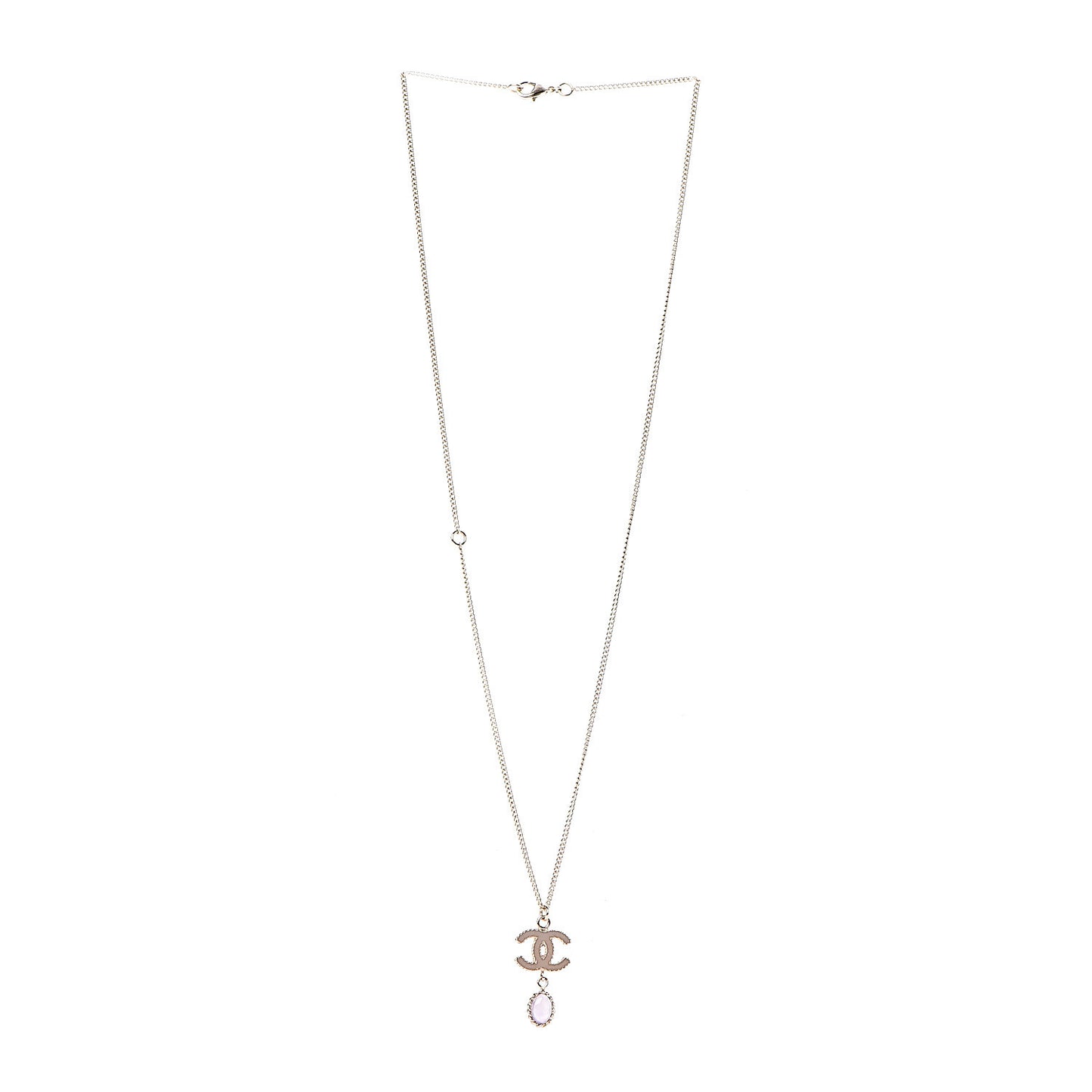 Enamel CC Drop Necklace Gold