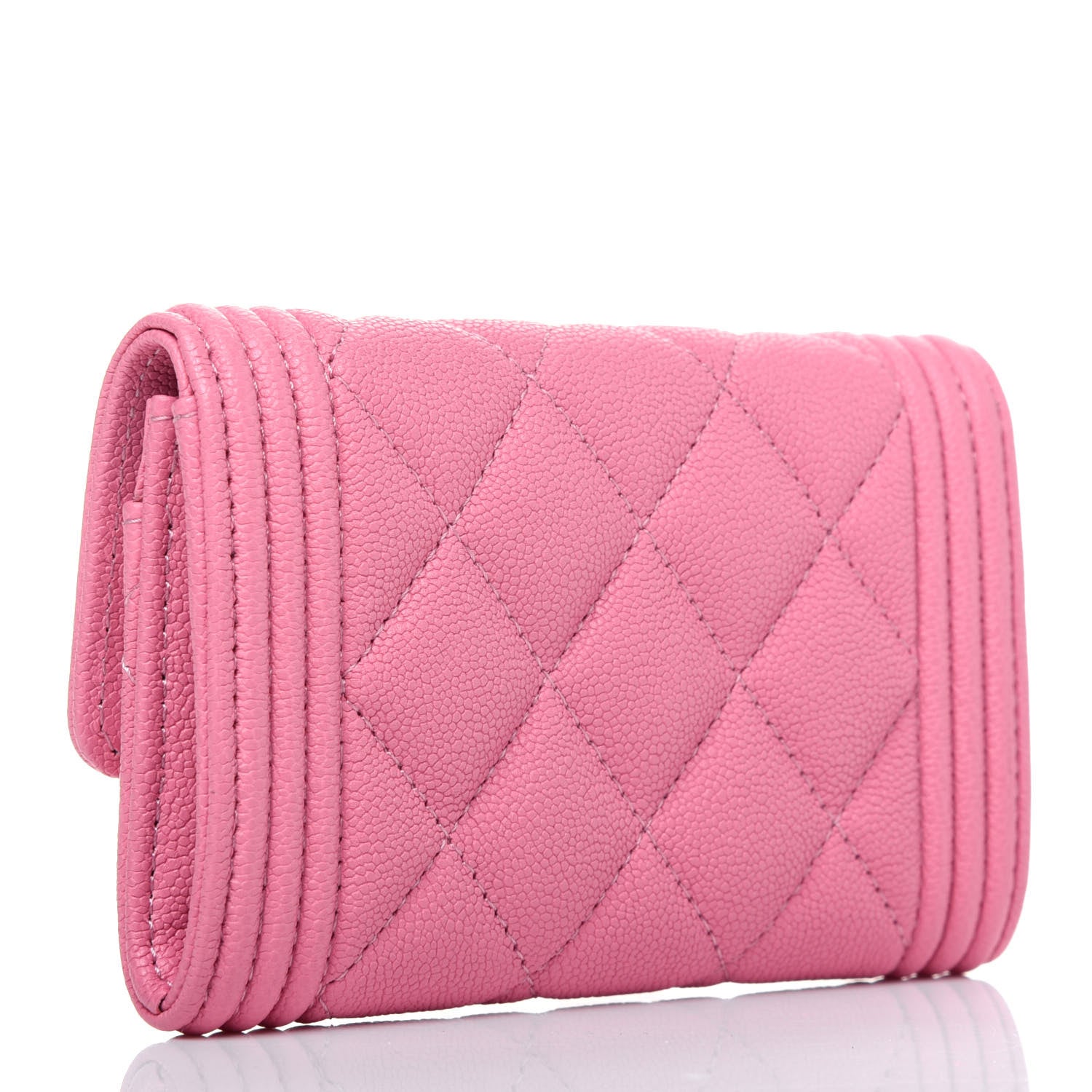 Chanel Caviar Quilted Boy Flap Card Holder Wallet Light Pink 3 of 12