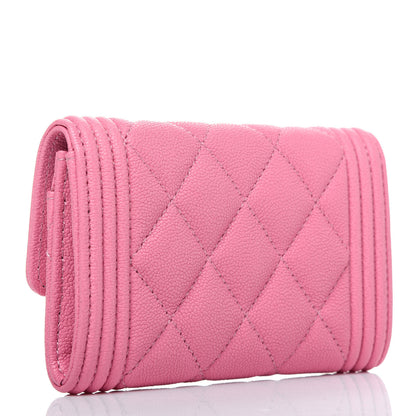 Chanel Caviar Quilted Boy Flap Card Holder Wallet Light Pink 3 of 12