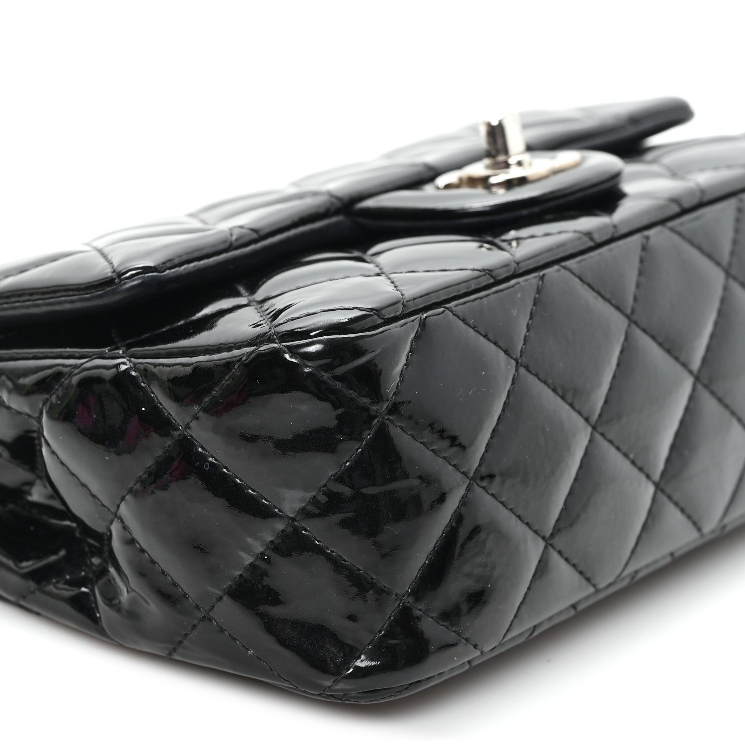 Chanel Patent Calfskin Quilted Mini Rectangular Flap Black 9 of 11