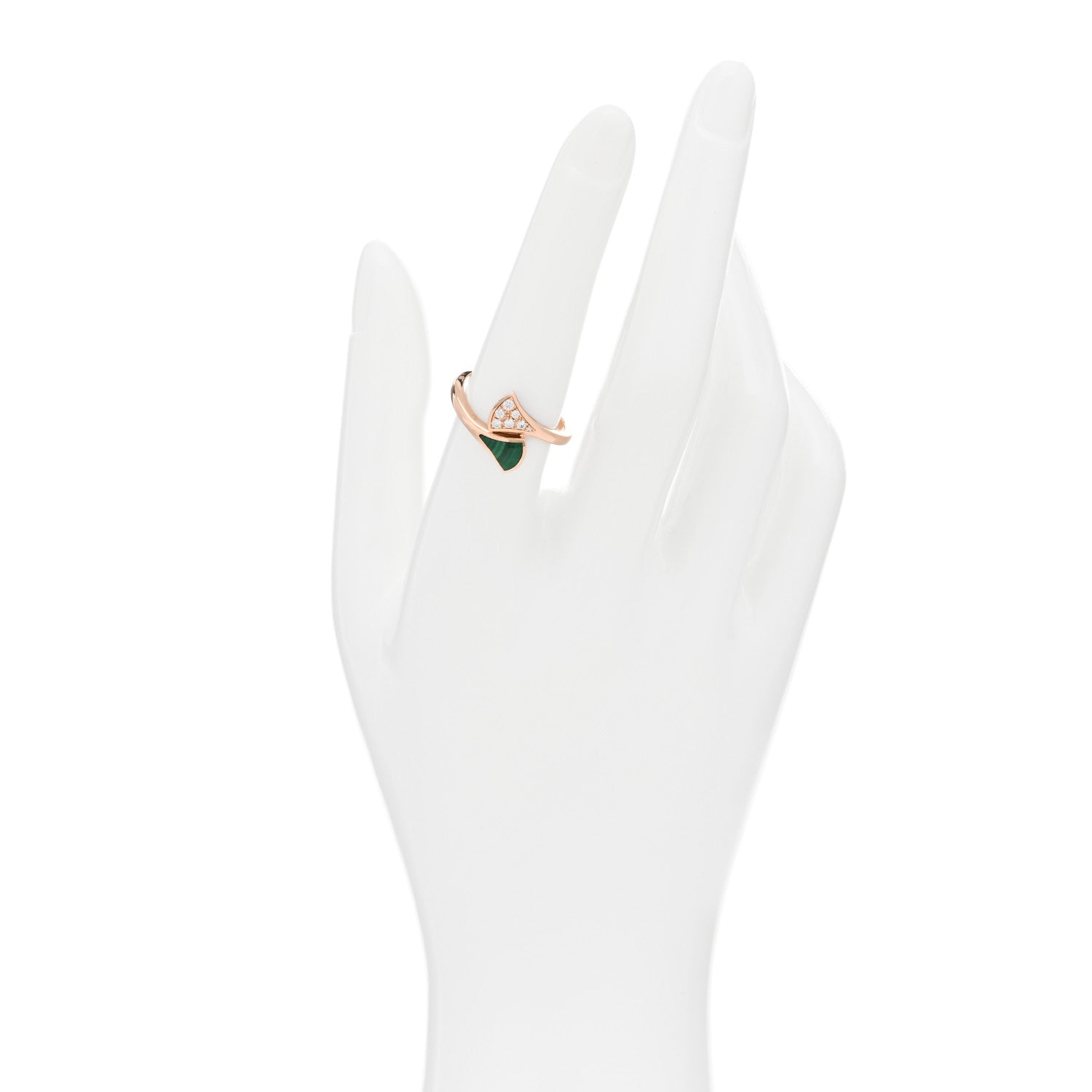 Bulgari 18K Rose Gold Diamond Malachite Divas' Dream Ring 54 7 2 of 5
