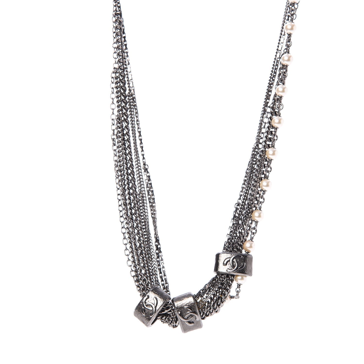 Chanel Pearl CC Multistrand Necklace Ruthenium 1 of 7