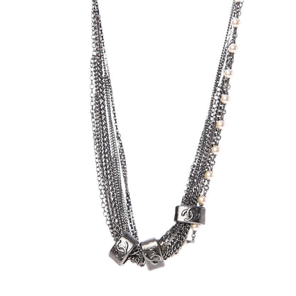 Chanel Pearl CC Multistrand Necklace Ruthenium 1 of 7