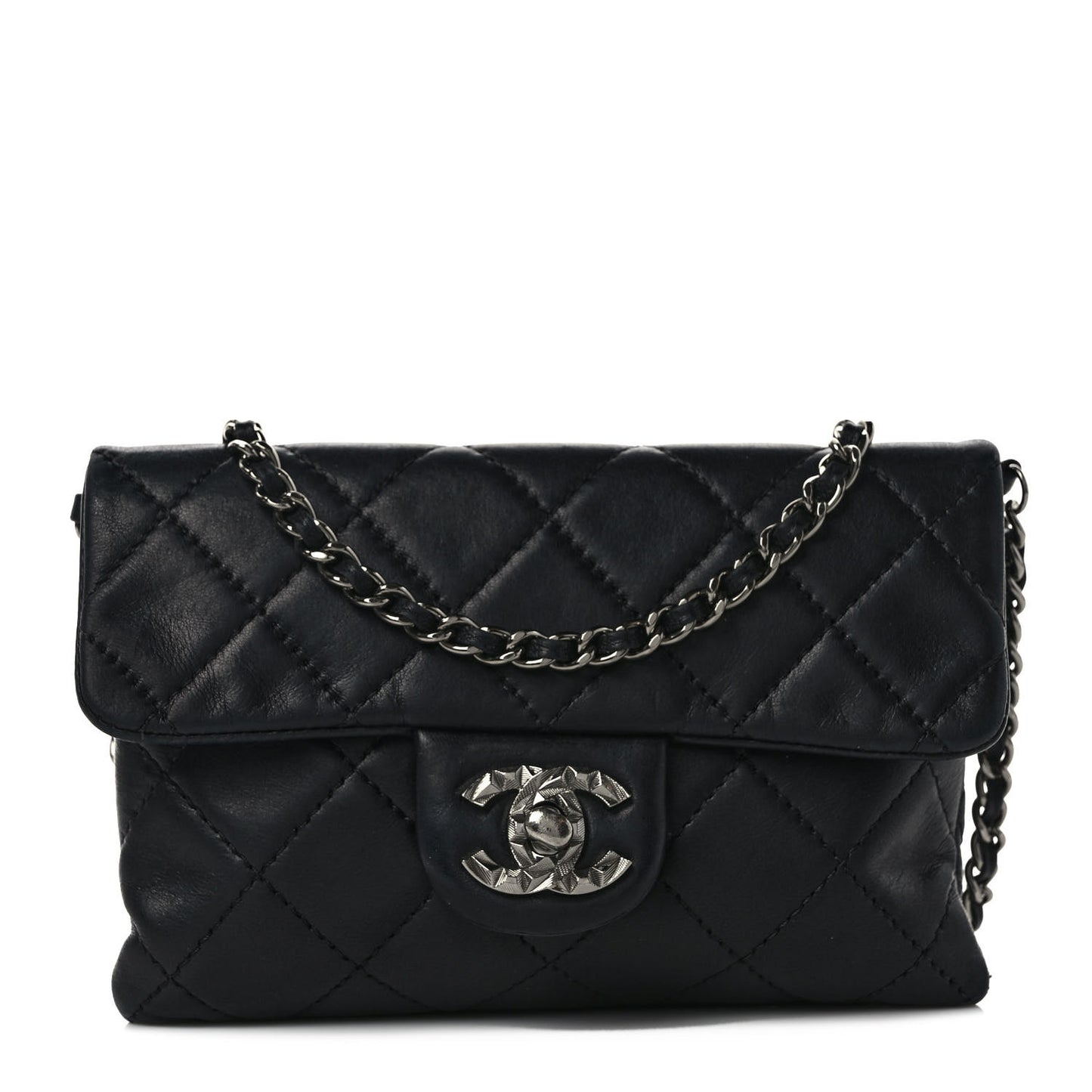 Lambskin Quilted Mini Mineral Nights Flap Crossbody Bag Black