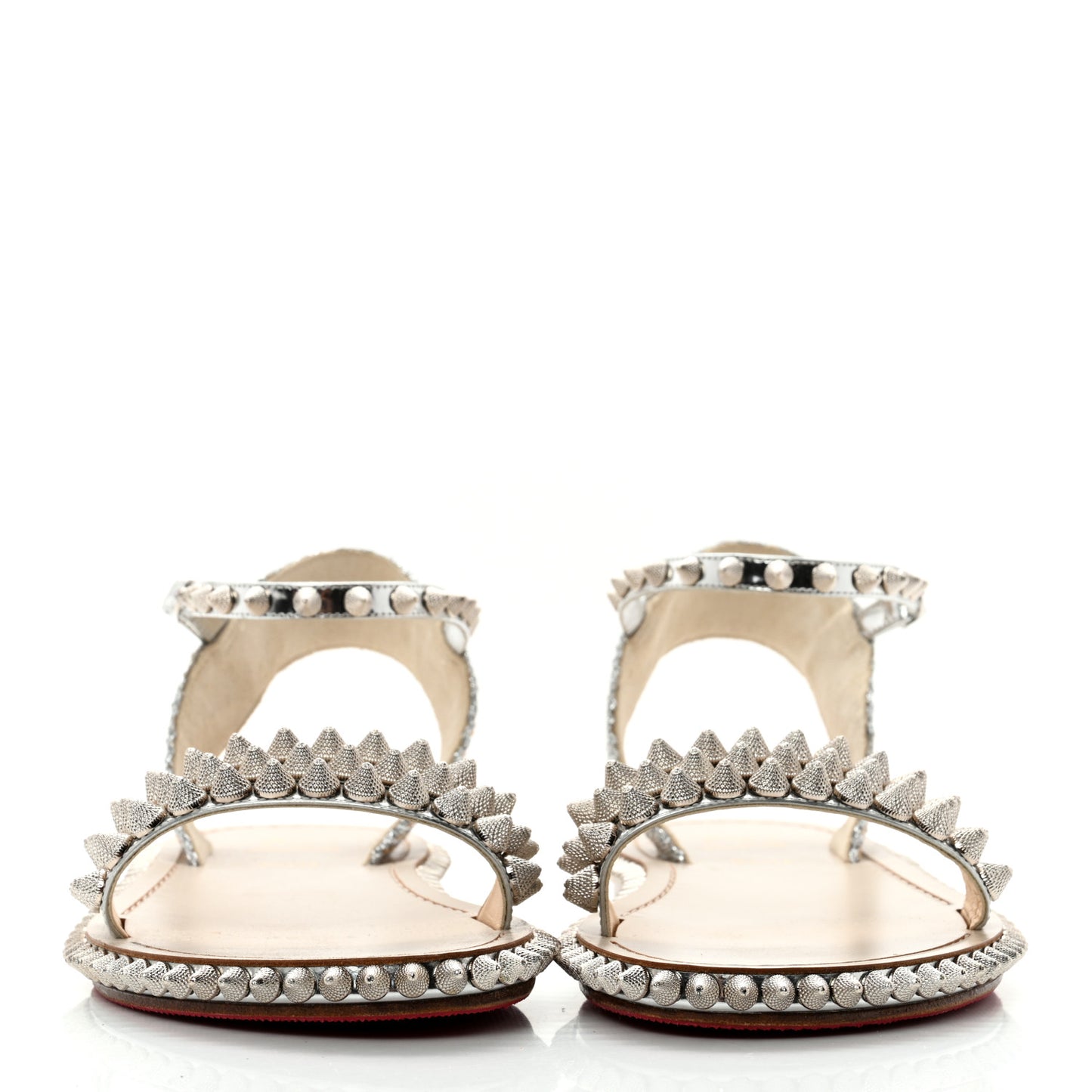 Metallic Cordorella Spiked Flat Sandals 40 Silver