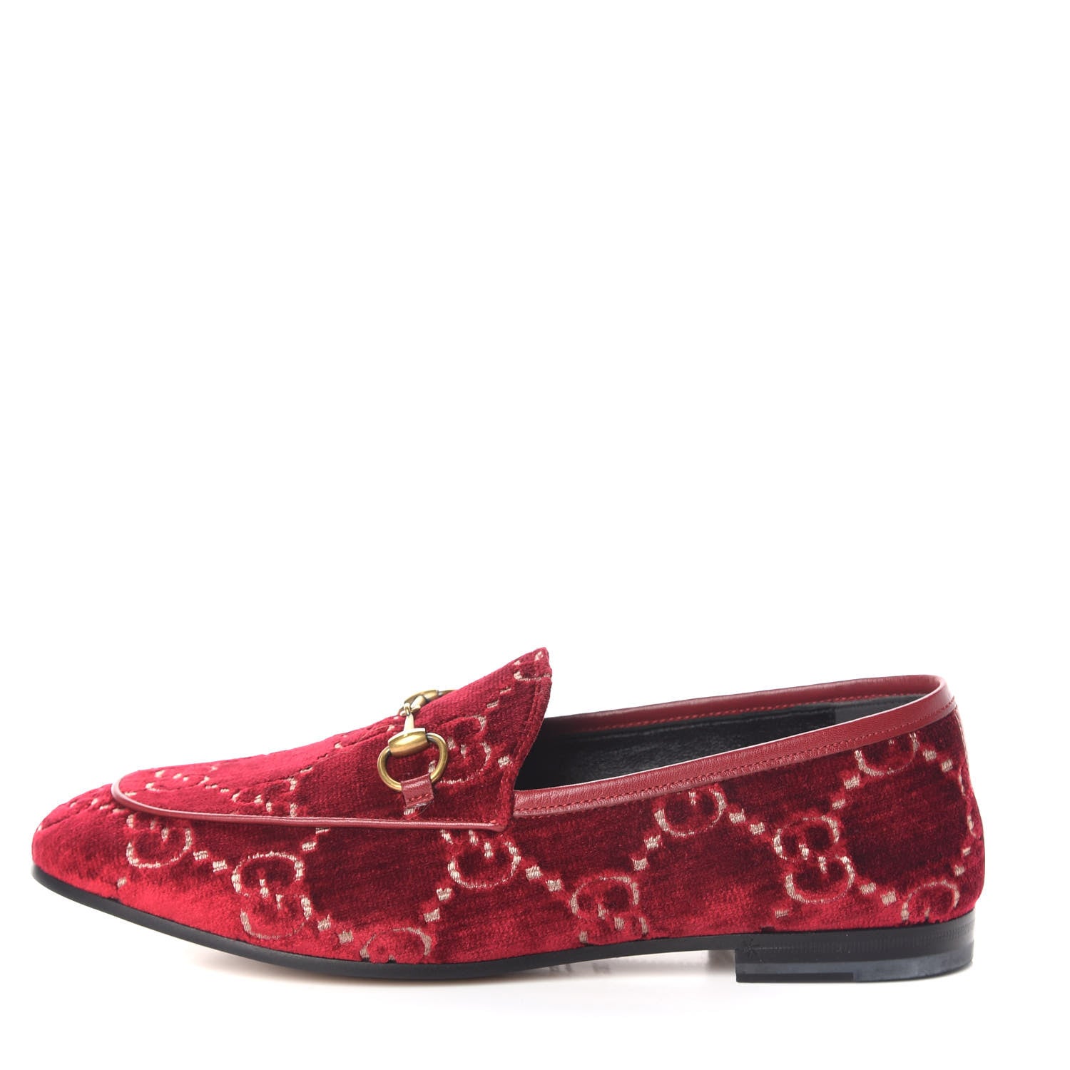 Gucci Velvet Malaga Kid GG Monogram Horsebit Womens Jordaan Loafers 38.5 Red Cipria Romantic Cerise 1 of 15