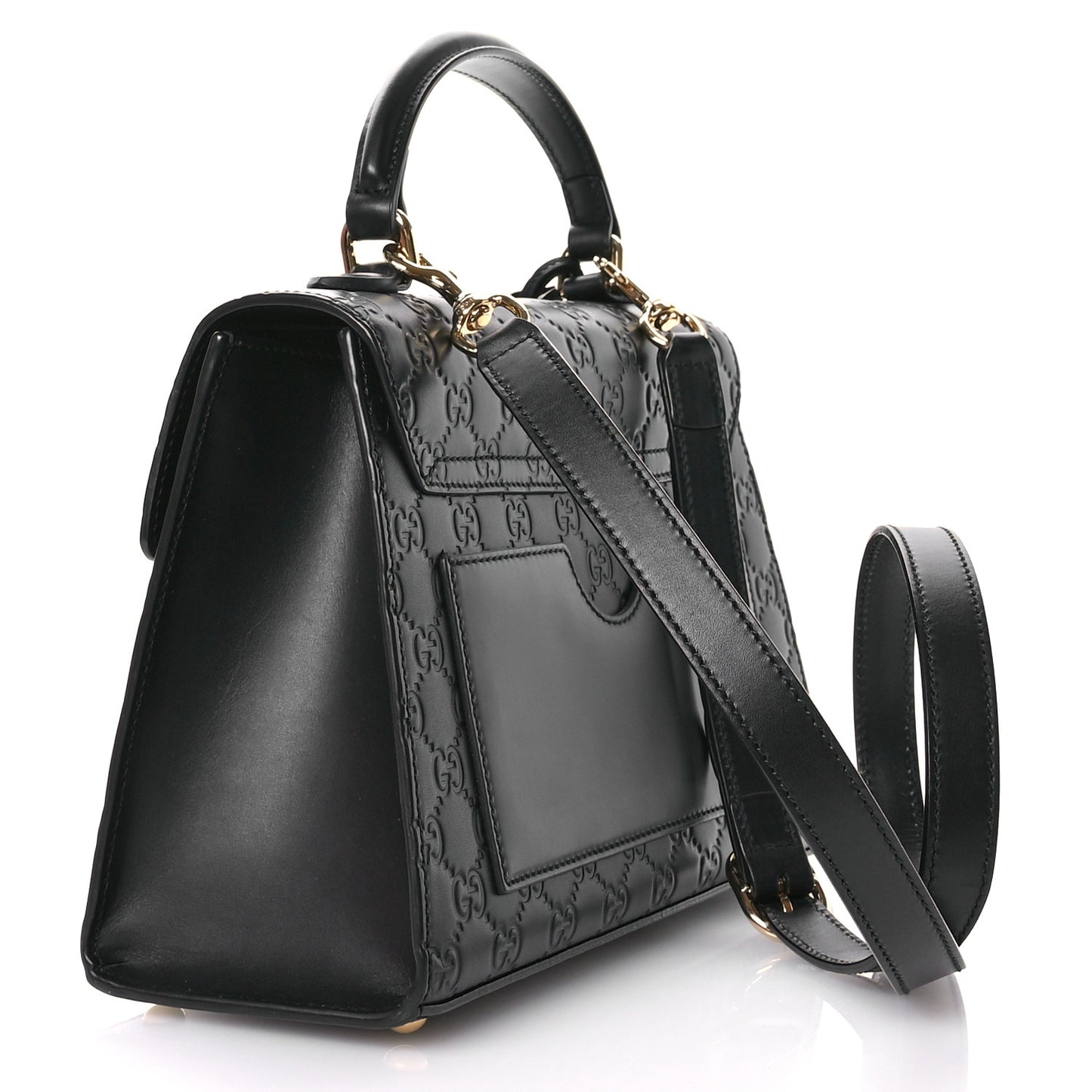Guccissima Signature Small Padlock Top Handle Bag Black