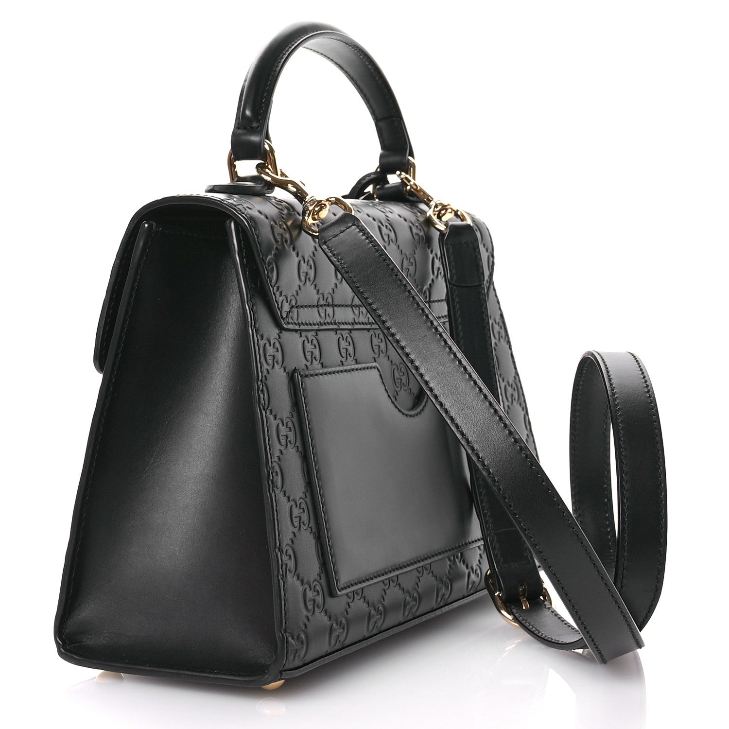 Gucci Guccissima Signature Small Padlock Top Handle Bag Black 3 of 11