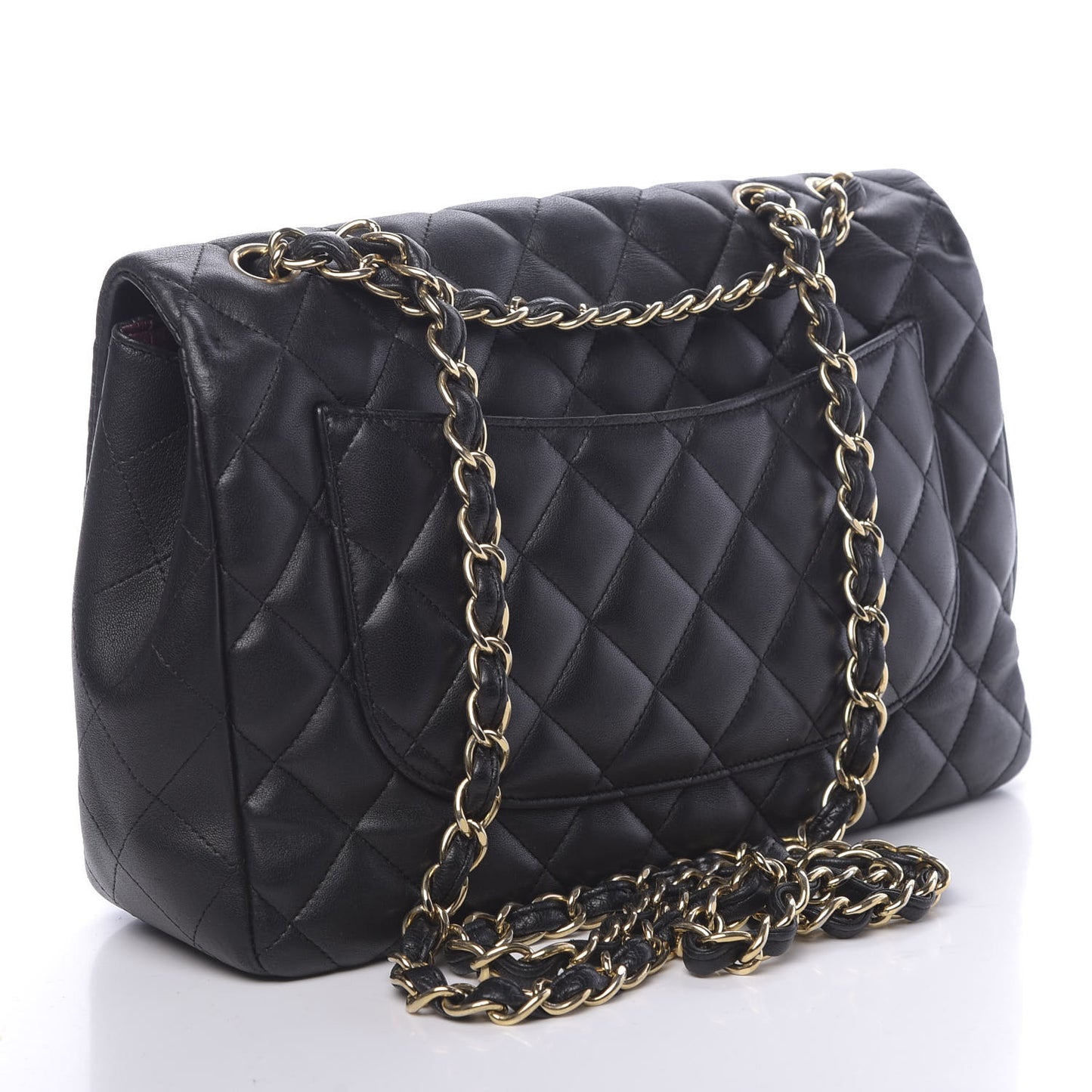 Lambskin Quilted Jumbo Single Flap Black