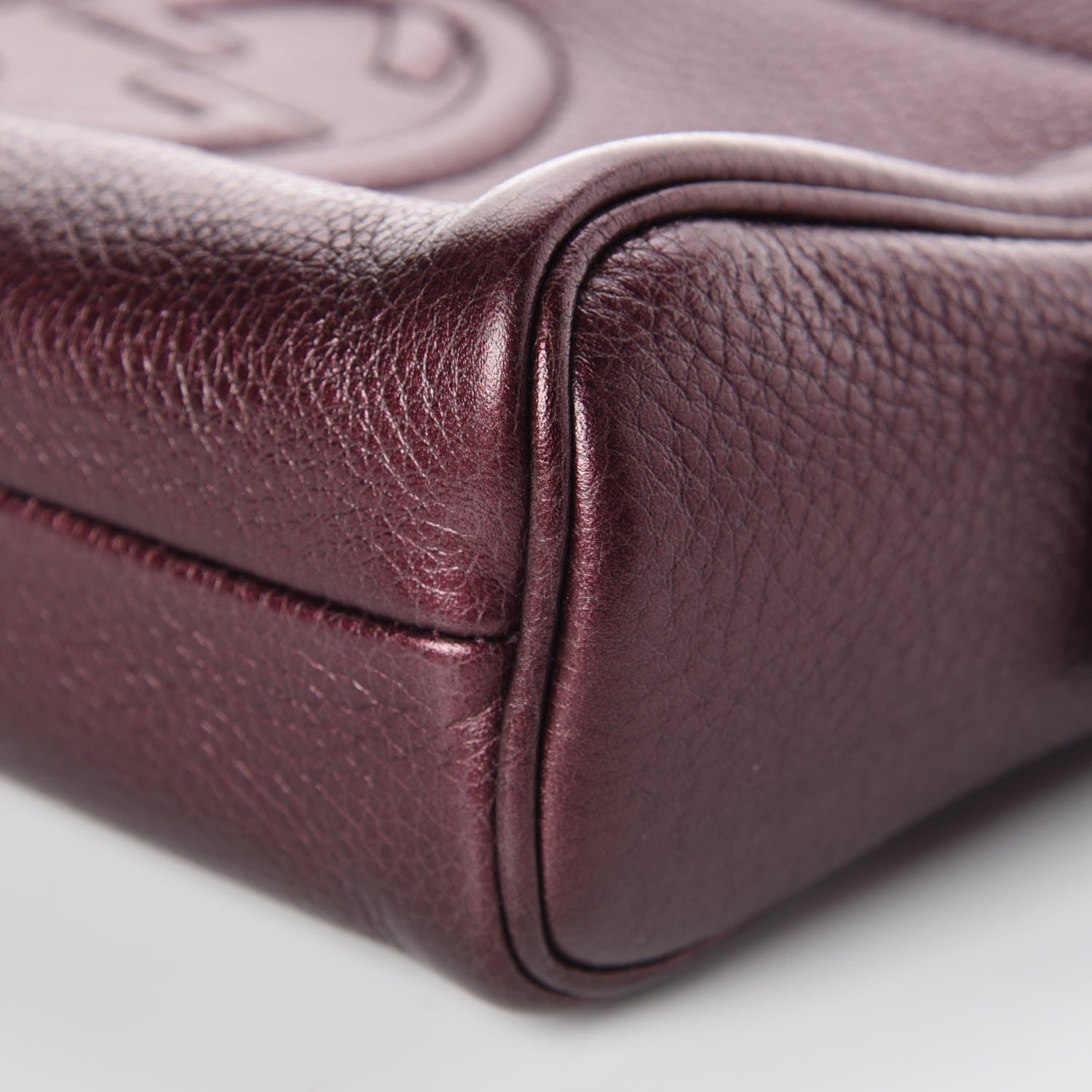 Gucci Metallic Pebbled Calfskin Soho Cosmetic Case Burgundy 8 of 10