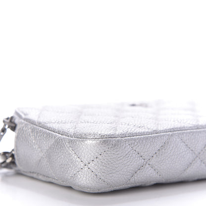 Chanel Metallic Caviar Quilted Small Clutch With Chain Silver 8 of 11