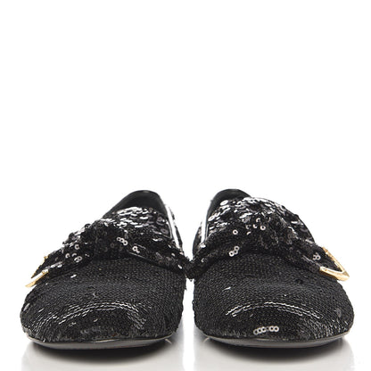 Louis Vuitton Sequin Loafers 37.5 Black 3 of 9