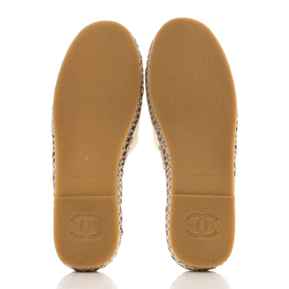 Chanel Denim CC Espadrille Mules 38 White Black 5 of 10