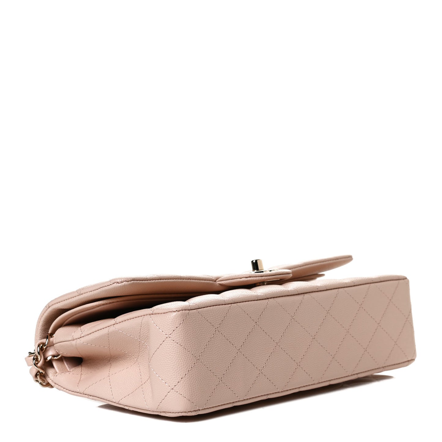 Caviar Quilted Medium Double Flap Light Beige