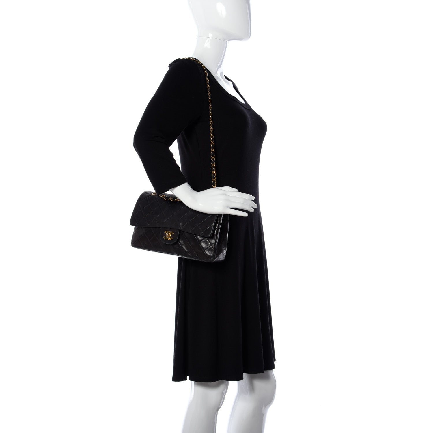 Chanel Lambskin Quilted Medium Double Flap Black 2 of 13