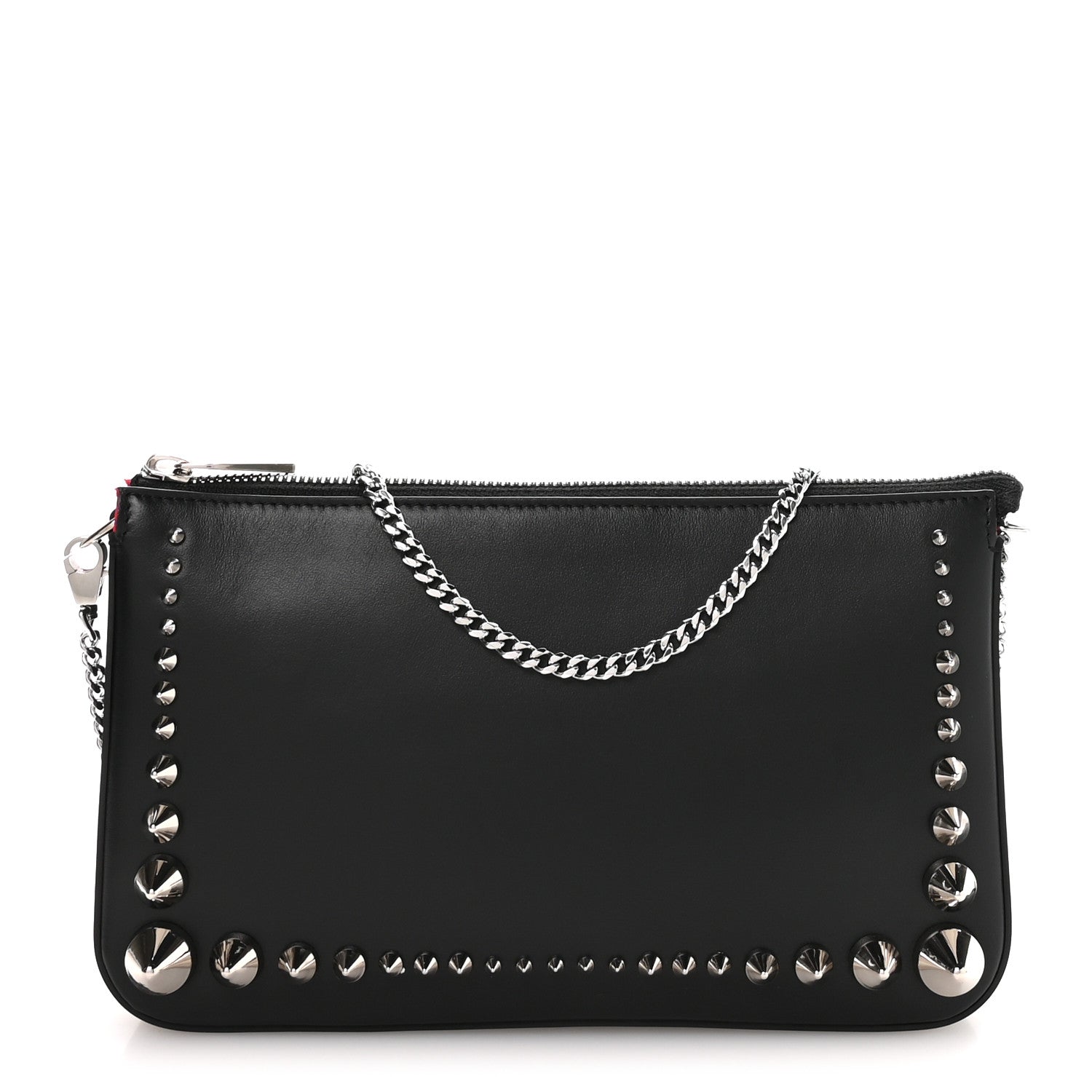 Christian Louboutin Calfskin Paris Spiked Loubila Chain Clutch Black 1 of 9