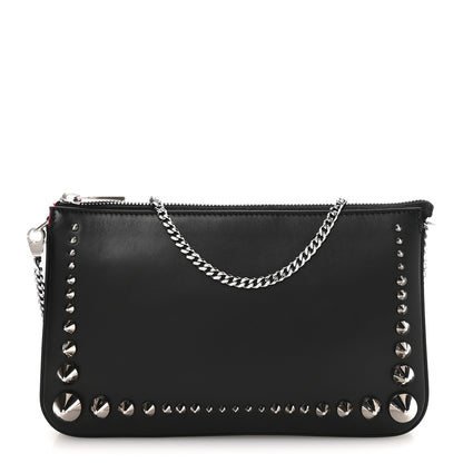Christian Louboutin Calfskin Paris Spiked Loubila Chain Clutch Black 1 of 9